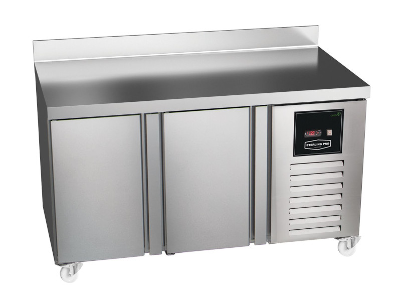 Sterling Pro Green SPI-7-135-20-SB 2 Door Fridge Counter with 100mm Splashback, 290 Litres