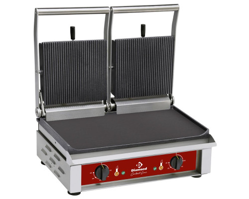 Diamond CONTACTDG2/SN Double Ribbed Top Smooth Contact Bottom Grill, 4kW