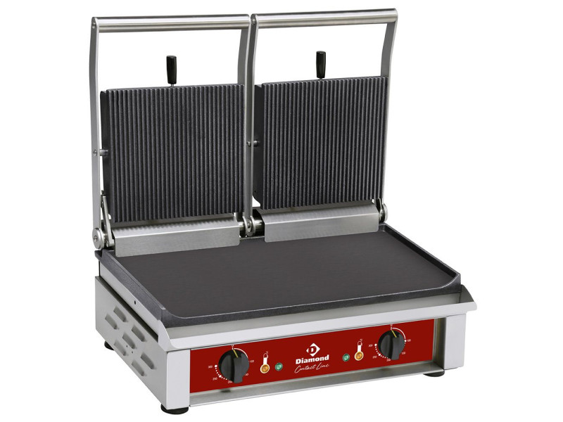 Diamond CONTACTDG2/SN Double Ribbed Top Smooth Contact Bottom Grill, 4kW