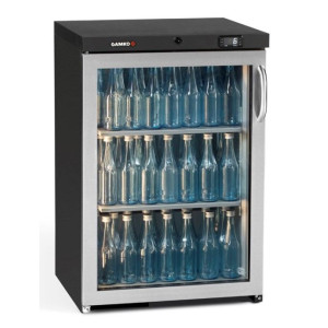 Gamko MG3/150LGCS Maxiglass Left Hand Hinged Stainless Steel Frame Glass Single Door Undercounter Bottle Cooler, 150 Litres