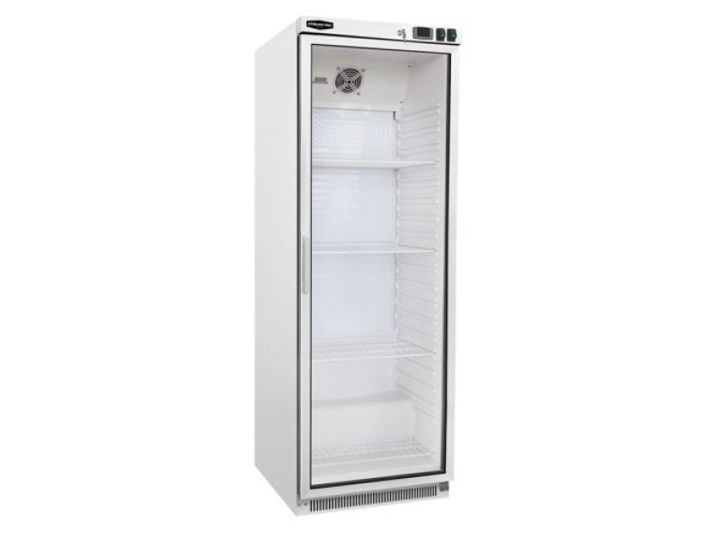 Sterling Pro Cobus SPF400G Single Door White Glass Door Upright Freezer, 360 Litres