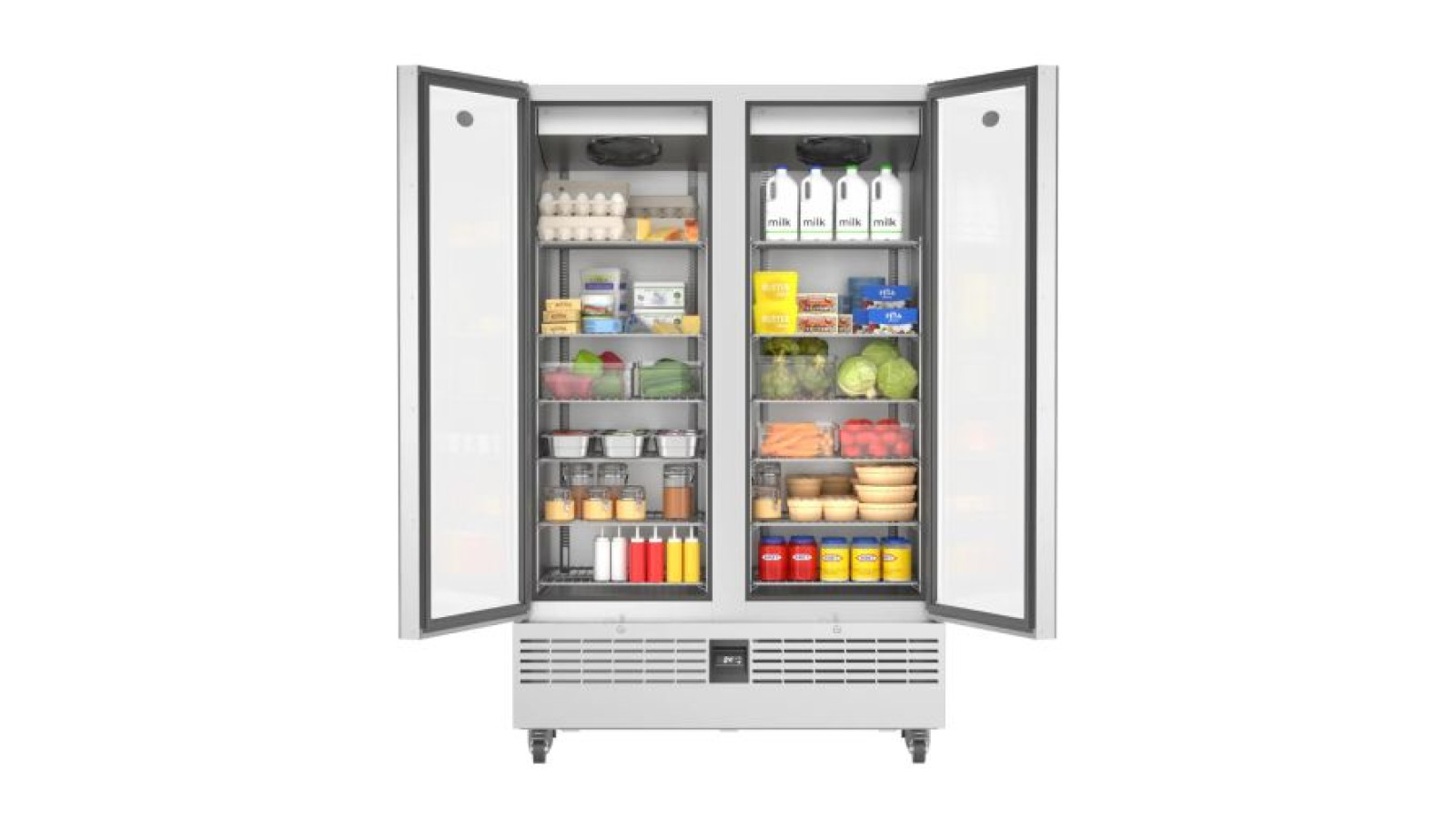 Foster FSL800G/11-318 Slimline Double Glass Door Refrigerated Upright Display Cabinet, 800 Litres