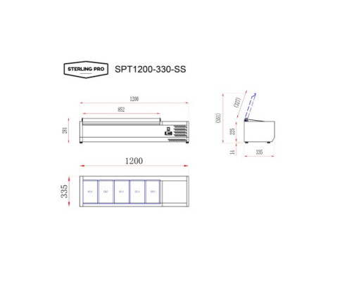 Sterling Pro Cobus SPT1200-330-SS Topping Well With Stainless Steel Lid, 5 X GN1/4