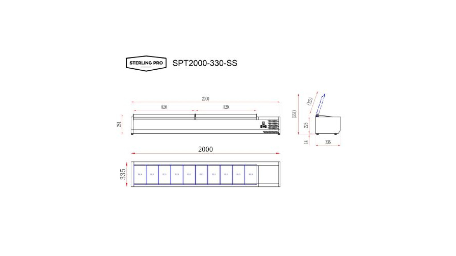 Sterling Pro Cobus SPT2000-330-SS Topping Well With Stainless Steel Lid, 10 X GN1/4