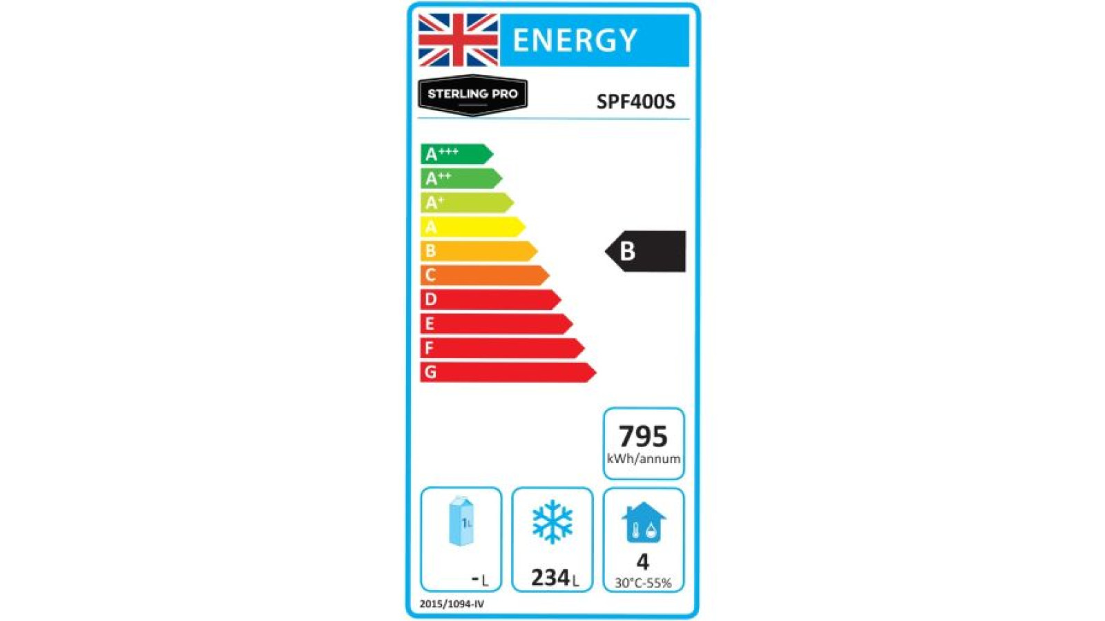 Sterling Pro Cobus SPF400S Single Door Stainless Steel Upright Freezer, 360 Litres
