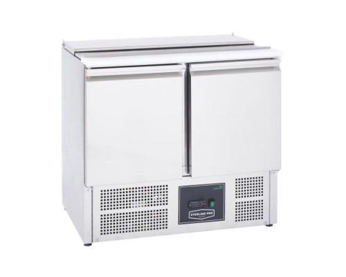 Sterling Pro Cobus SPU200SL 2 Door Hinged Lid & Chop Board Saladette Counter, 240 Litres
