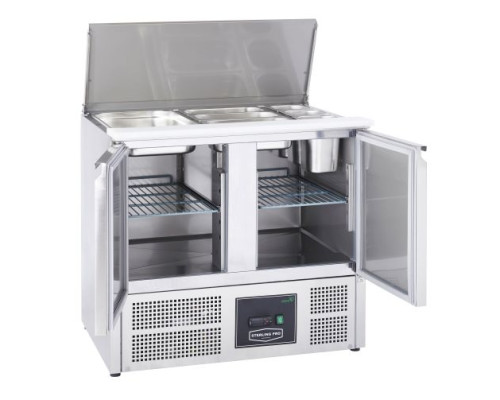 Sterling Pro Cobus SPU200SL 2 Door Hinged Lid & Chop Board Saladette Counter, 240 Litres