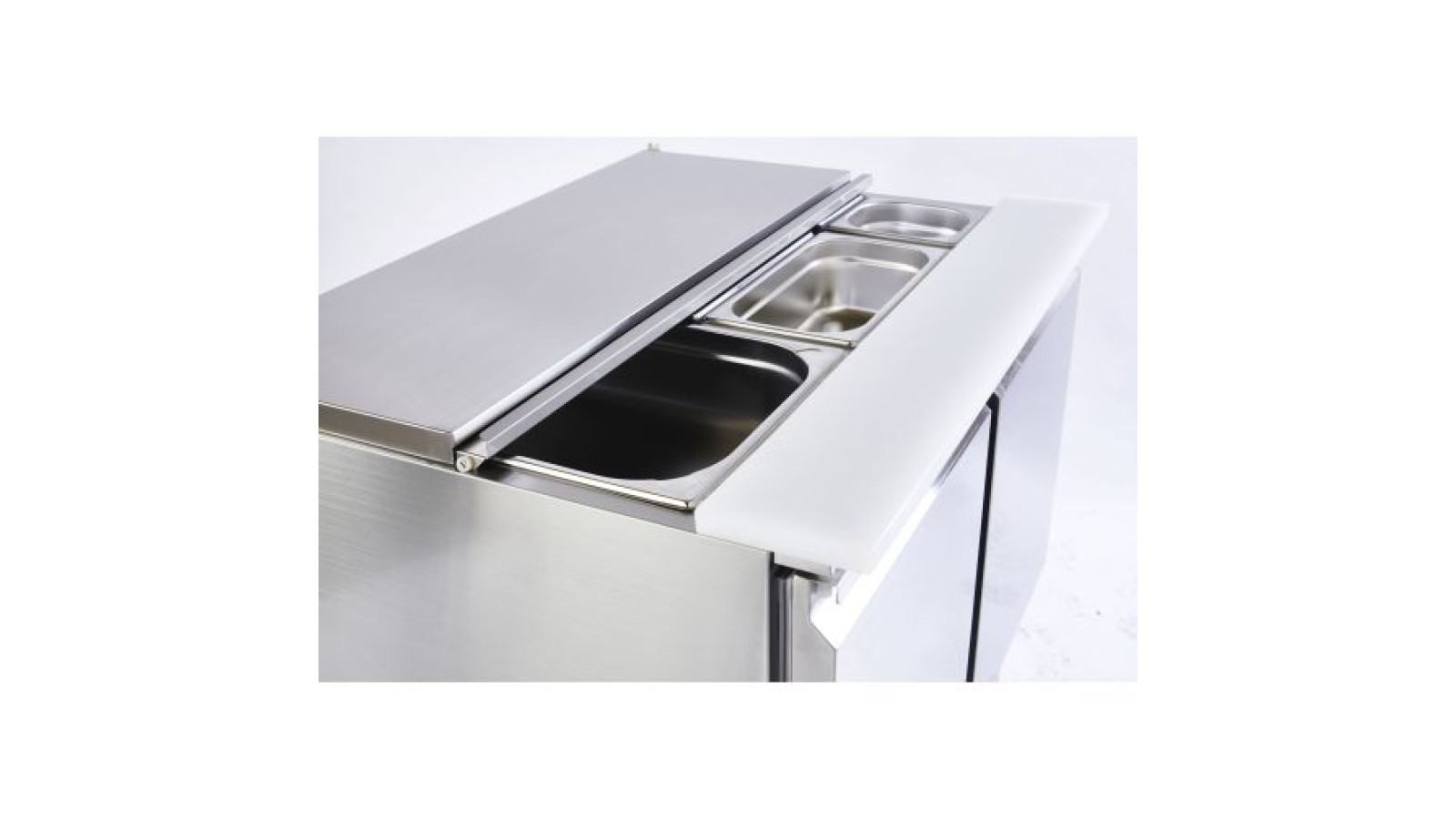 Sterling Pro Cobus SPU200SL 2 Door Hinged Lid & Chop Board Saladette Counter, 240 Litres