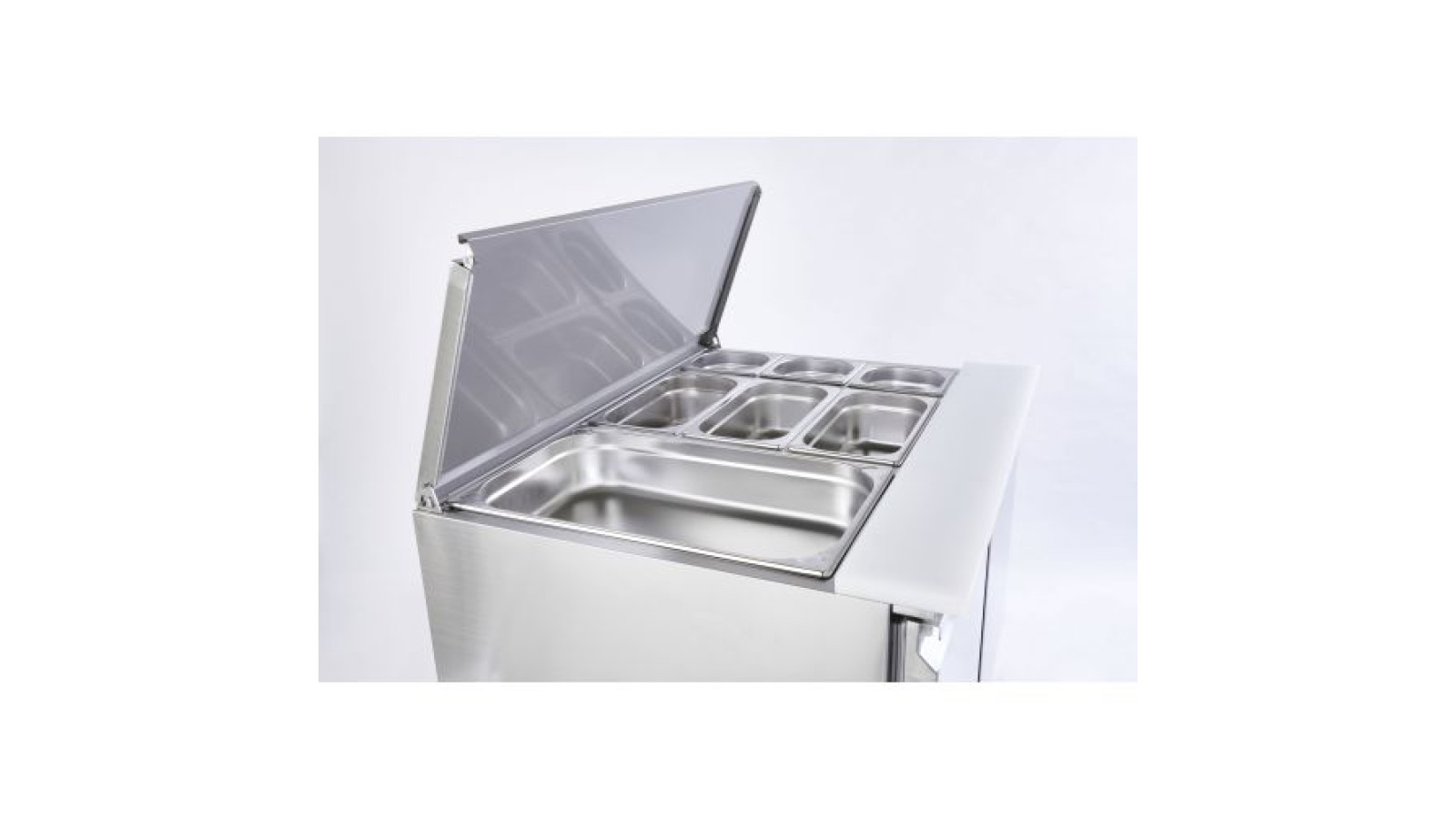 Sterling Pro Cobus SPU200SL 2 Door Hinged Lid & Chop Board Saladette Counter, 240 Litres