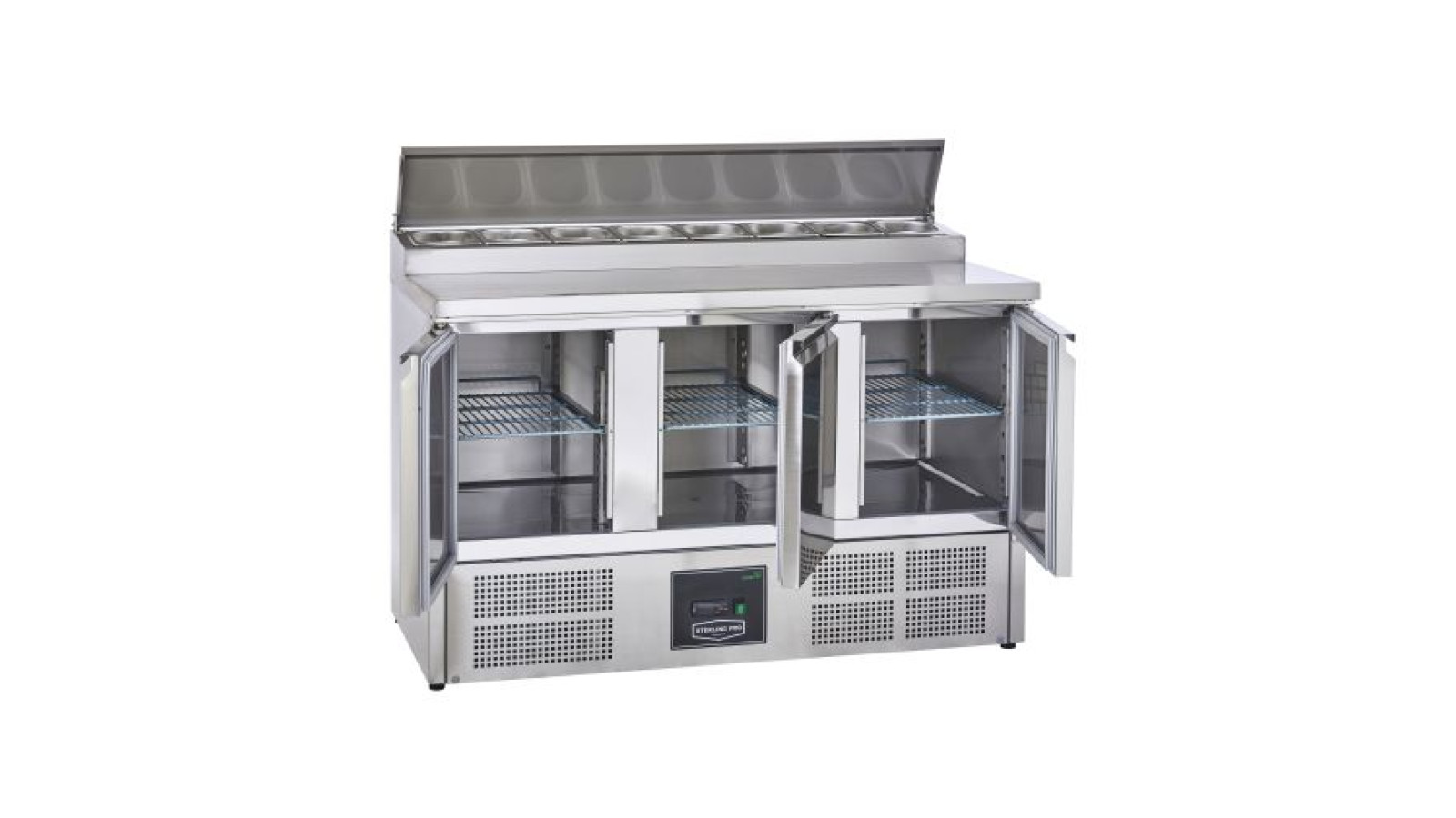 Sterling Pro Cobus SPU300PZ 3 Door Preparation Counter 8 X GN1/6, 392 Litres