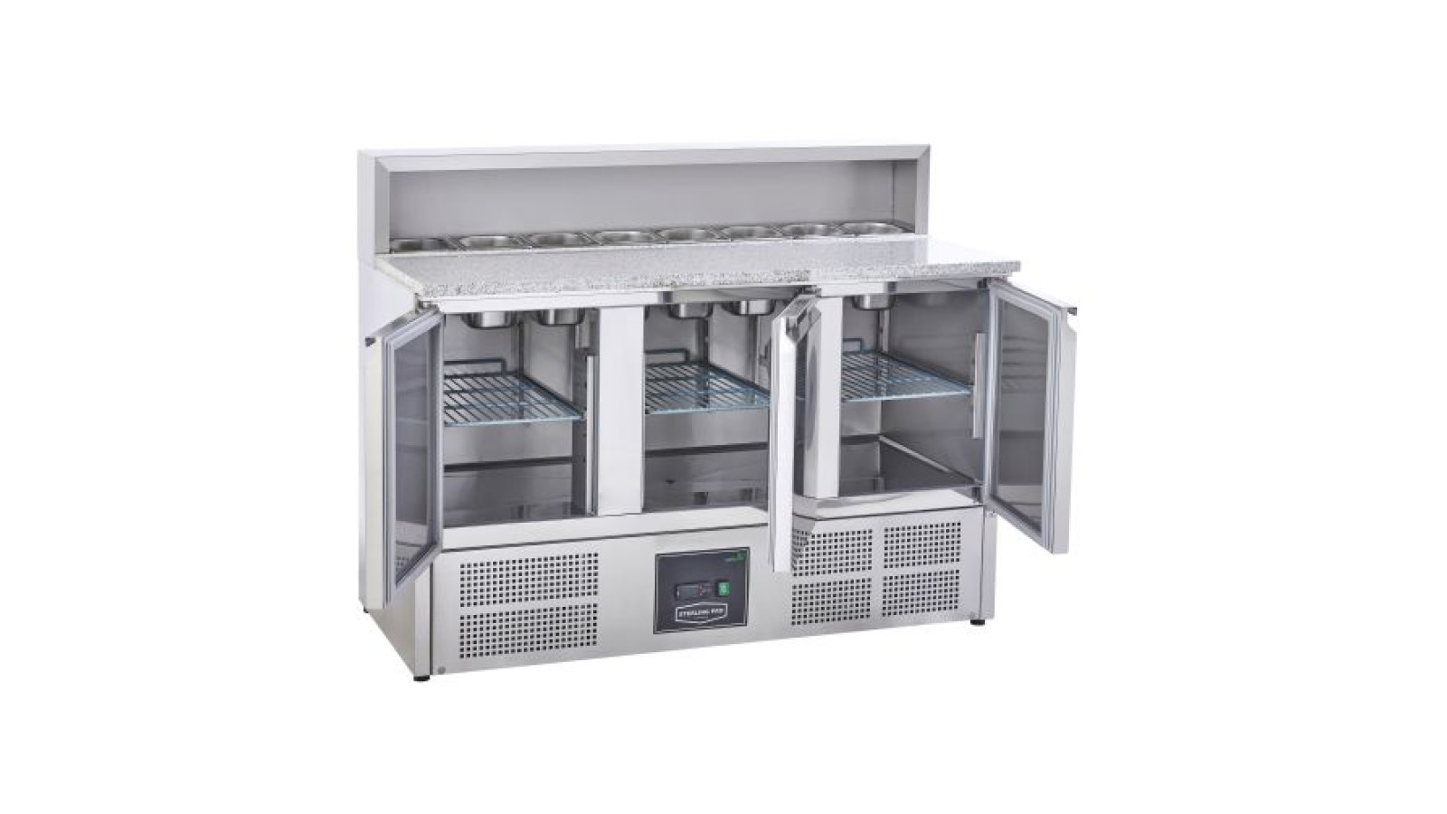 Sterling Pro Cobus SPU903PZ 3 Door Pizza Counter Granite Top 8 X GN1/6, 402 Litres