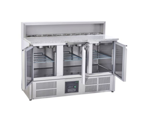 Sterling Pro Cobus SPU903PZ 3 Door Pizza Counter Granite Top 8 X GN1/6, 402 Litres