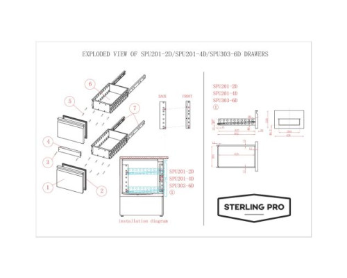 Sterling Pro Cobus SPU201-4D Undermounted Fridge Counter 4 Drawers, 220 Litres