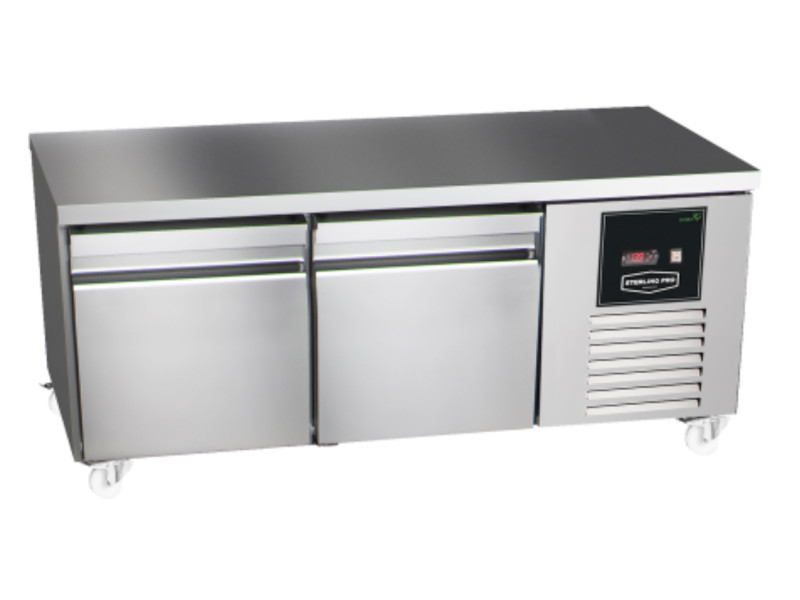 Sterling Pro Green SPI-B-135 2 Door Stainless Steel Low-Height Fridge Counter, 2 X 2/3 Drawers