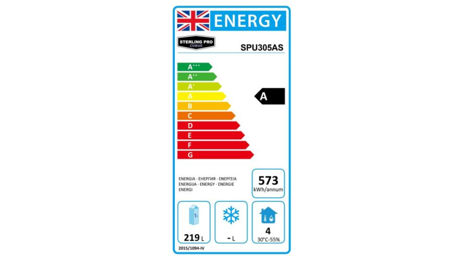 Sterling Pro Cobus SPU305AS A-Energy Rated Three Door Undermounted Counter, 368 Litres