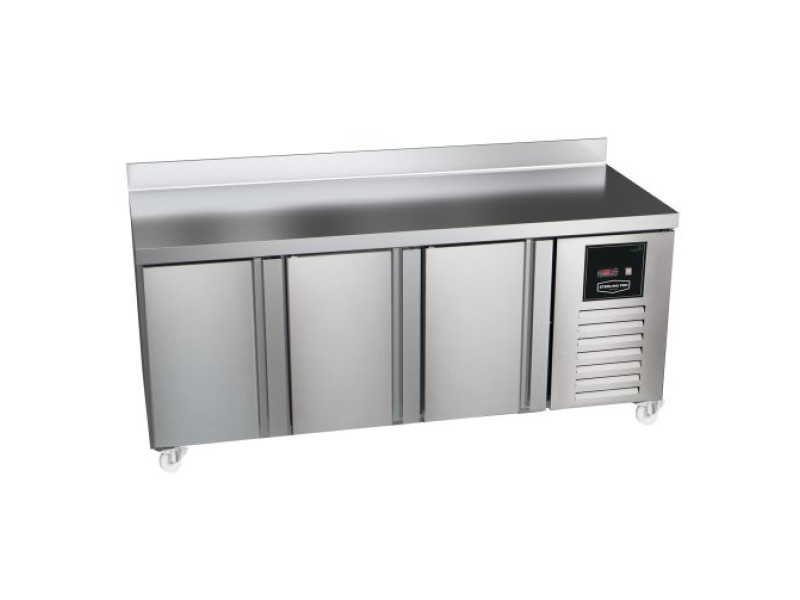 Sterling Pro Green SPI-7-180-30-SB 3 Door Counter Fridge With 100mm Splashback, 452 Litres