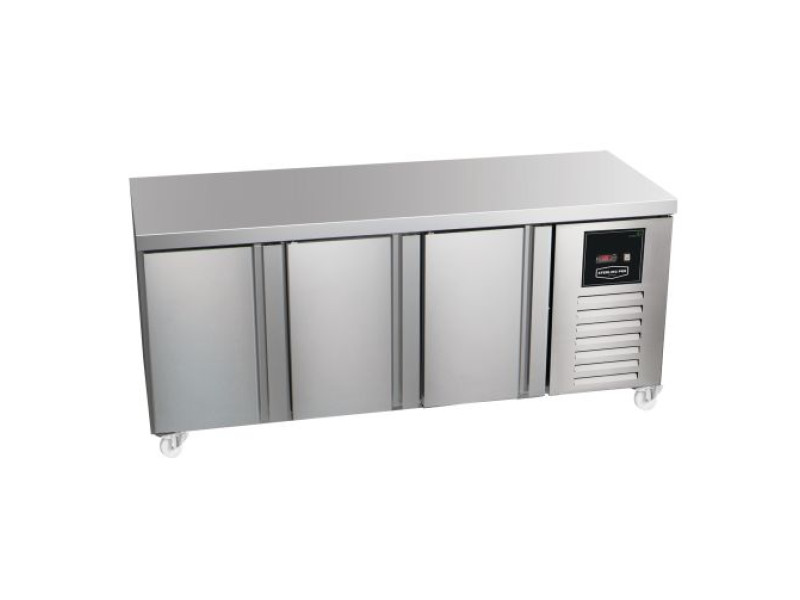 Sterling Pro Green SPI-7-180-30-NS 3 Door Counter Fridge Plain Top, 452 Litres