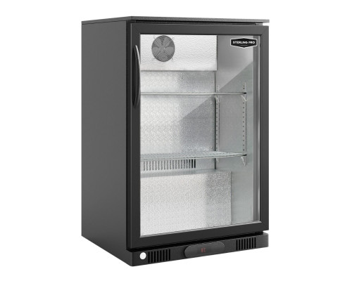 Sterling Pro Green SP1HC-LOW-BK Hinged Single Door Low Height Bottle Cooler, 106 x 330ml Bottles