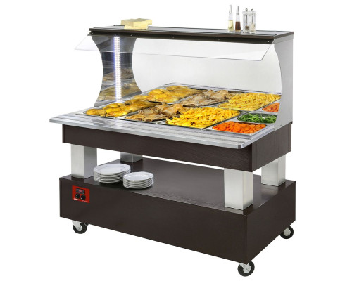 Diamond ABM/4N-B1 Wengé Wood Warming Bain Marie Buffet Bar, 4 X 1/1 GN