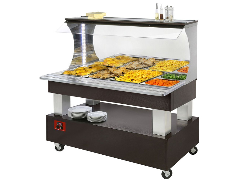 Diamond ABM/4N-B1 Wengé Wood Warming Bain Marie Buffet Bar, 4 X 1/1 GN